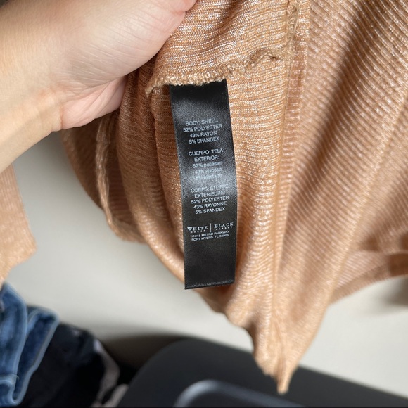 White House Black Market Caramel Ribbed Asymmetric Sweater - Picture 5 of 5